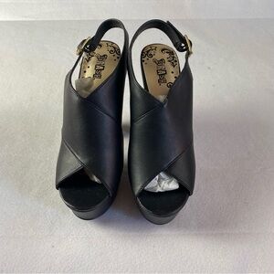 Black Peep Toe Platform Sandals women size 8 NWT 4” heel